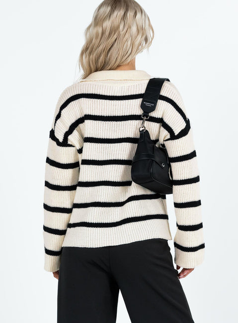 product Forte Knit Sweater Black / Cream Princess Polly  Long 
