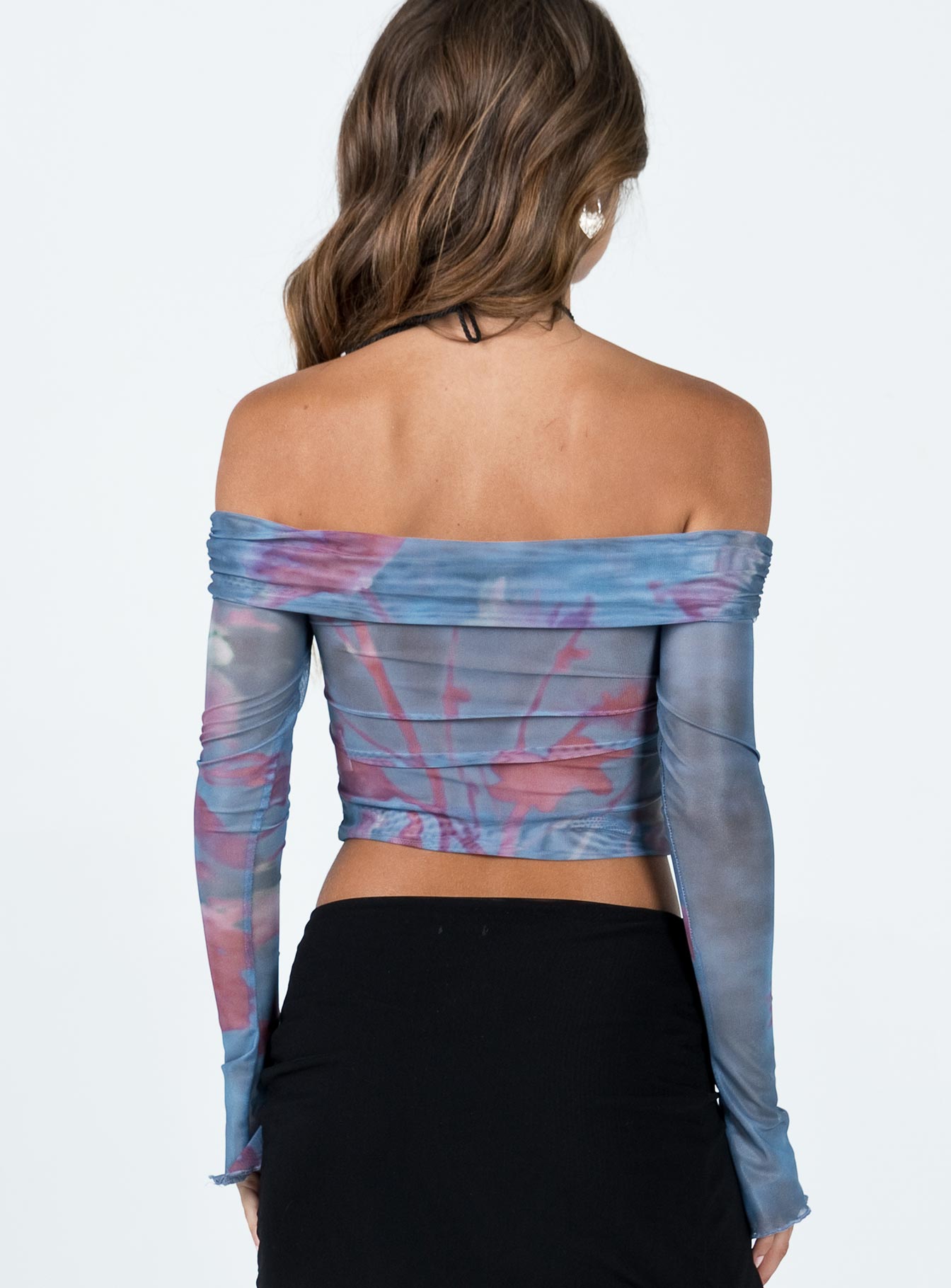 product Princess Polly Full Sleeves High Neck  Motel Nagya Top Lumen Mesh Blue