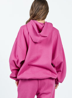back view of model wearing Princess Polly Ritu Oversized Hoodie Pink 