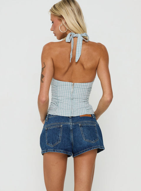 Dreamful Ultra Low Rise Mini Denim Short Dark Blue Wash