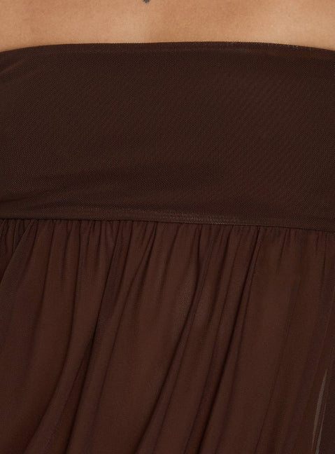 Jesemia Halter Blouson Maxi Dress Chocolate