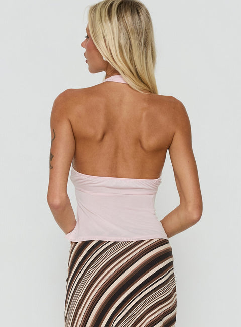 Madallaine Ruched Halter Top Pink