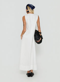 Marrnie Lace Detail Flowy Maxi Dress White