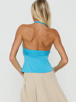 Madallaine Ruched Halter Top Topaz