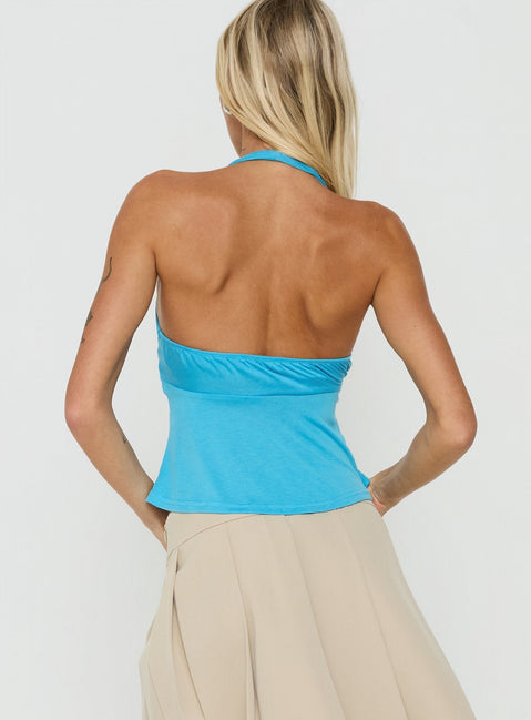 Madallaine Ruched Halter Top Topaz