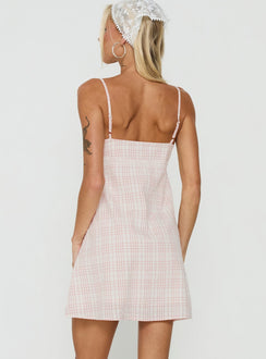 Lunya Mini Dress Pink Check