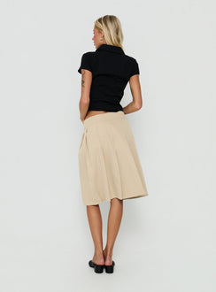 Kaidenn Button Pleated Midi Skirt Taupe
