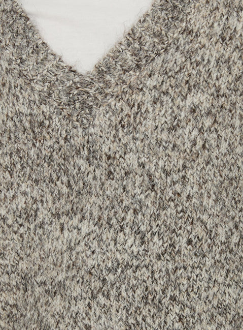 Ladiya V Neck Knit Sweater Brown Speckle
