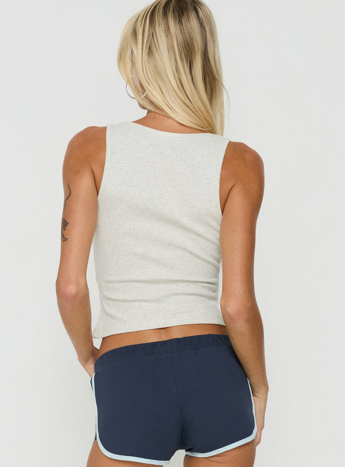 Baseline Square Neck Rib Tank Top Grey Marle