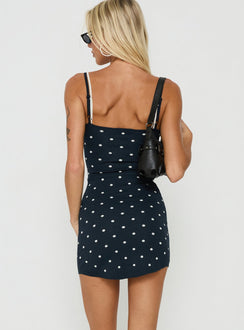 Austinn Knit Mini Dress Navy / White Polka Dot