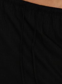 Anderlie Low Rise Linen Blend Mini Skirt Black