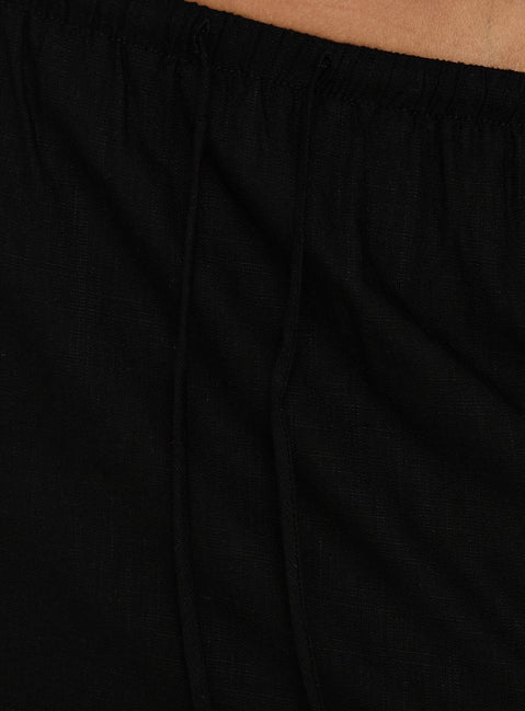 Anderlie Low Rise Linen Blend Mini Skirt Black