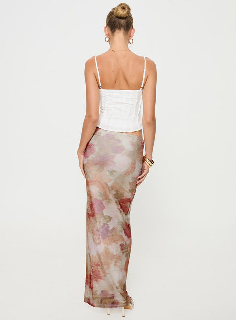 Maxi skirt Floral print, mesh material, elasticated waistband
