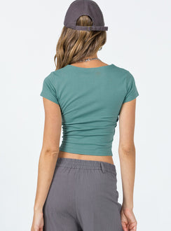 product Princess Polly Short Sleeves Square Neck  Lex Top Green