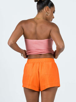Shorts Linen material Inner drawstring tie Elasticated waistband Double pocket at back