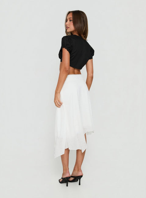 Carlessa Asymmetrical Knit Midi Skirt White