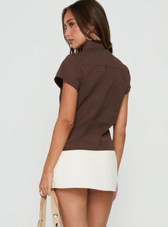 Karilynn Wrap Linen Blend Micro Skort Beige