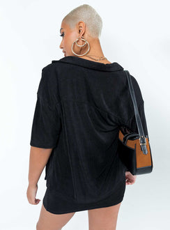 Matching set Soft knit material  Button up shirt Strapless mini dress