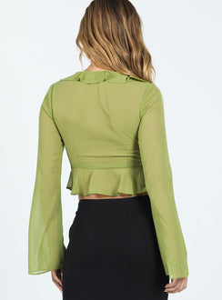 product Princess Polly Full Sleeves Scoop Neck  Gylda Long Sleeve Top Green