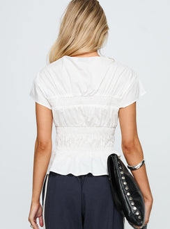 Dripping Diamonds Ruched Top White