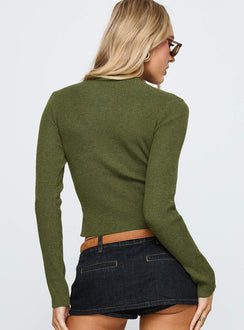 Suzu Long Sleeve Knit Top Olive