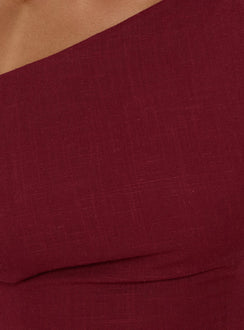 Anjela Off Shoulder Playsuit Cherry