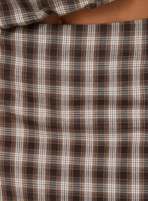 Solenza Mini Skirt Brown Check