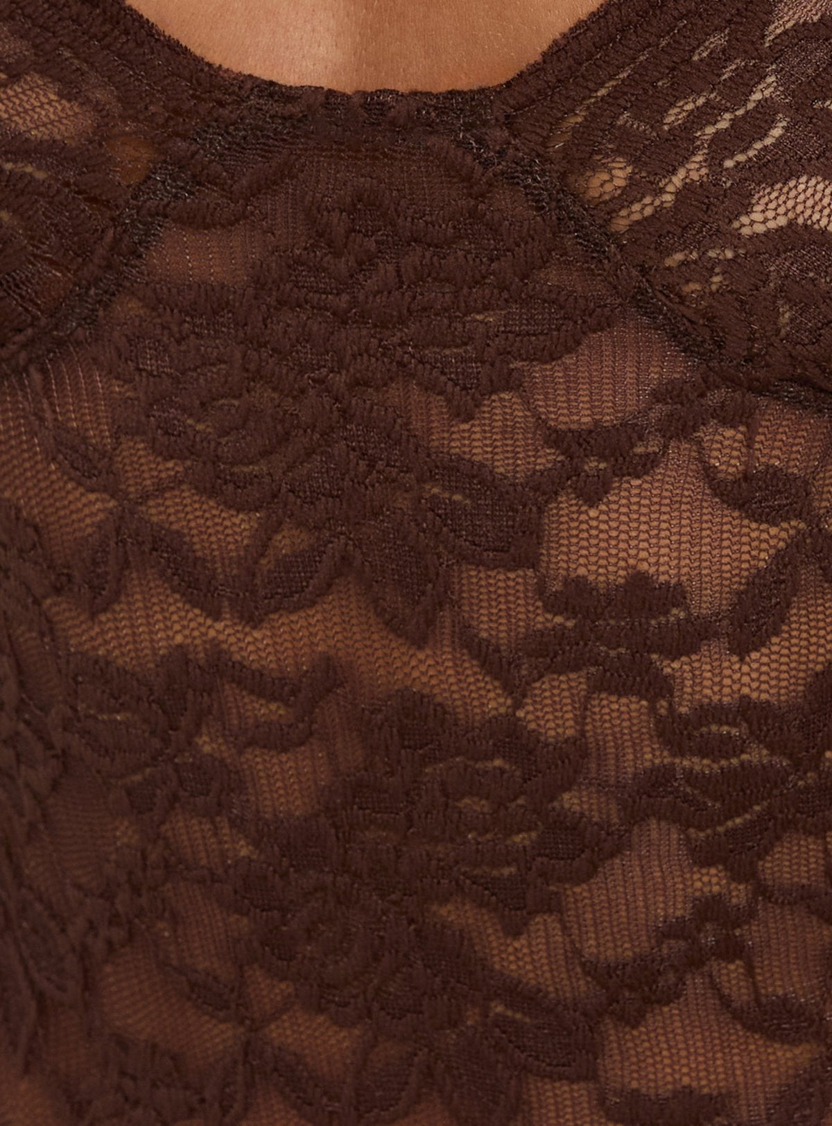 Giallo Sleeveless Lace Bodysuit Brown