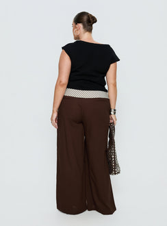 Past Life Fold Over Waistband Pant Brown / Stripe Curve