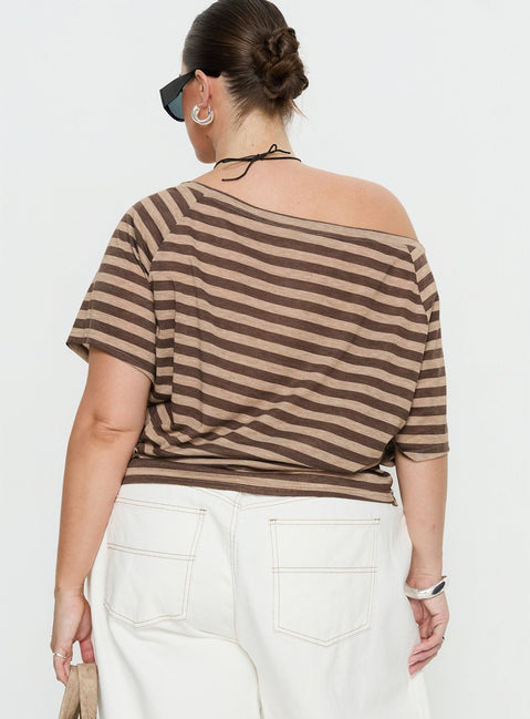 Icon Baby Off Shoulder Top Brown Stripe Curve
