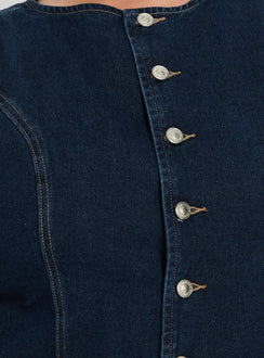 Yumiko Denim Romper Raw Denim Curve