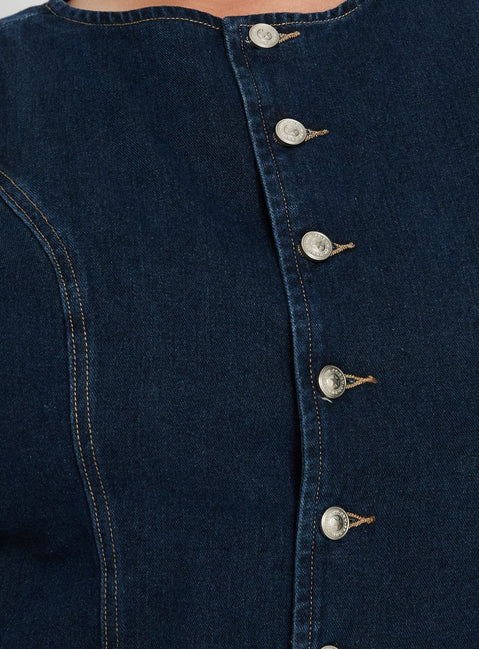 Yumiko Denim Romper Raw Denim Curve