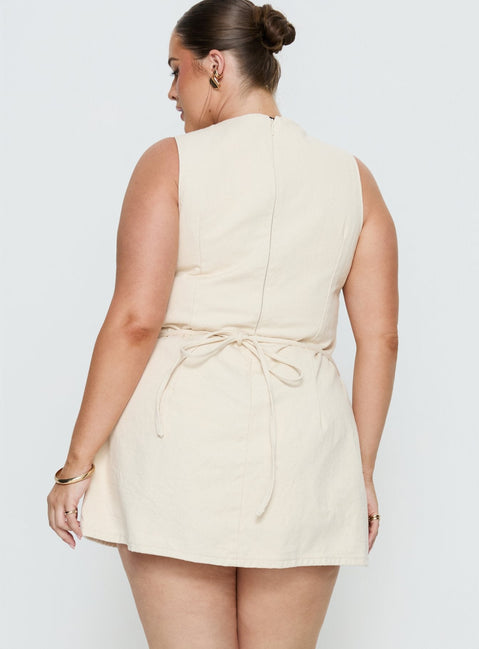 Ainsleigh Shift Denim Romper Ecru Wash Curve