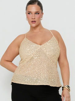 Opaline Sequin Cami Top Gold Curve