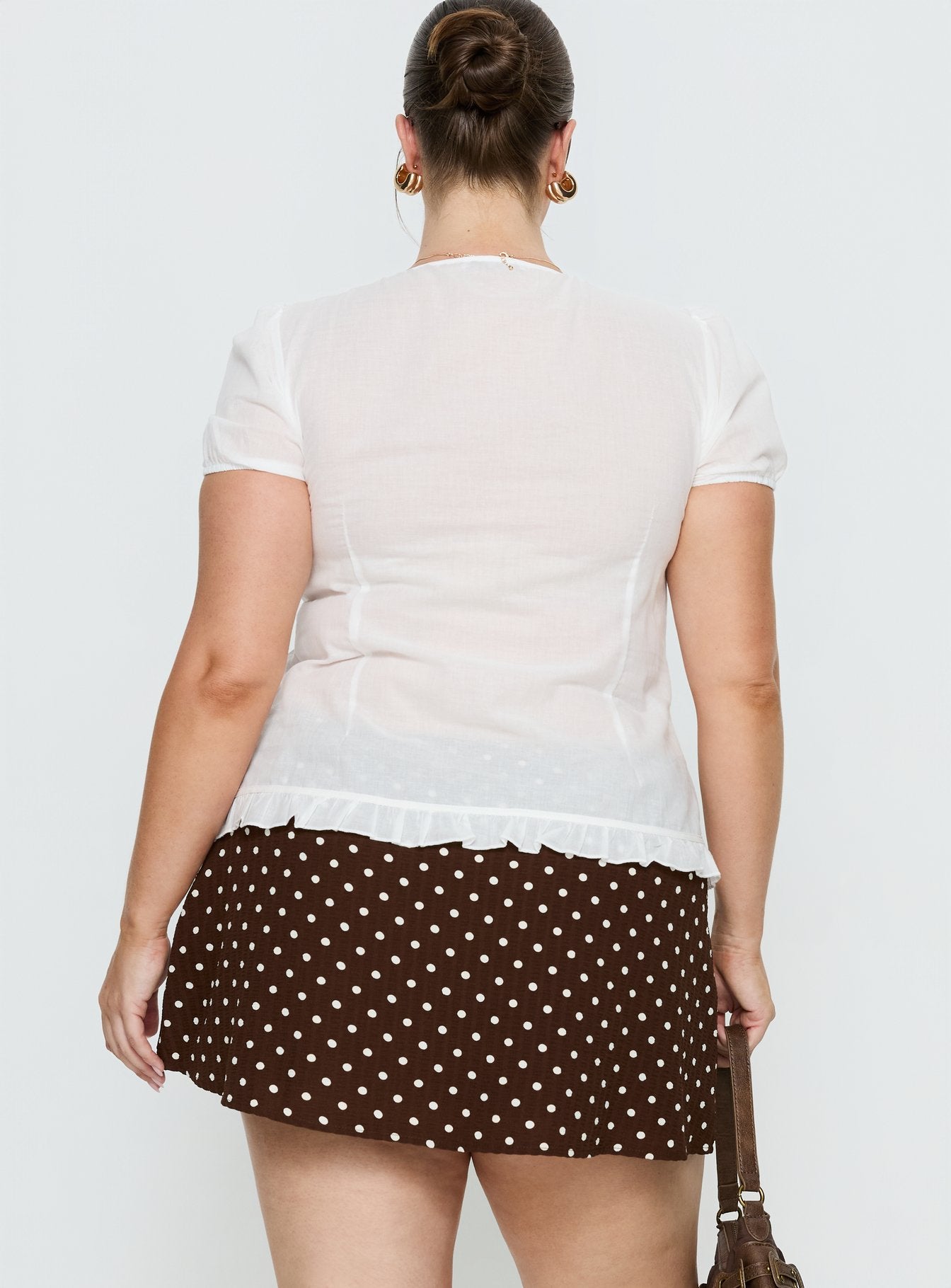 Tejano Mini Skirt Brown Polka Dot Curve