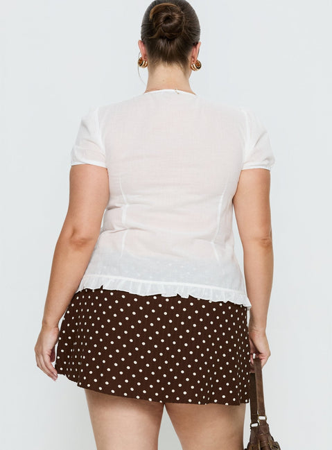 Tejano Mini Skirt Brown Polka Dot Curve