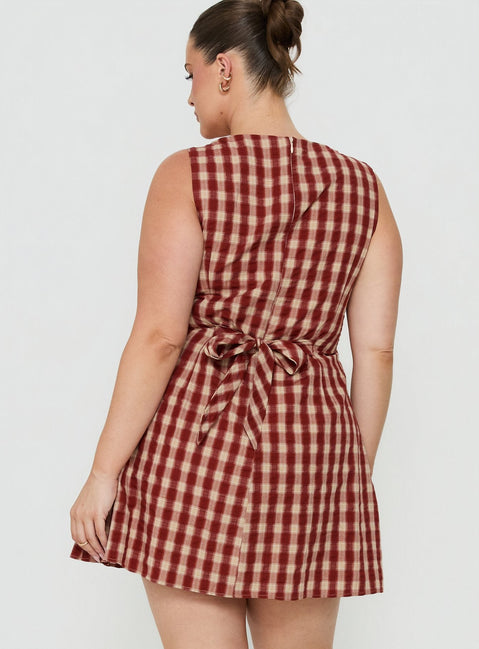 Sweet Somethings Mini Dress Red Check Curve