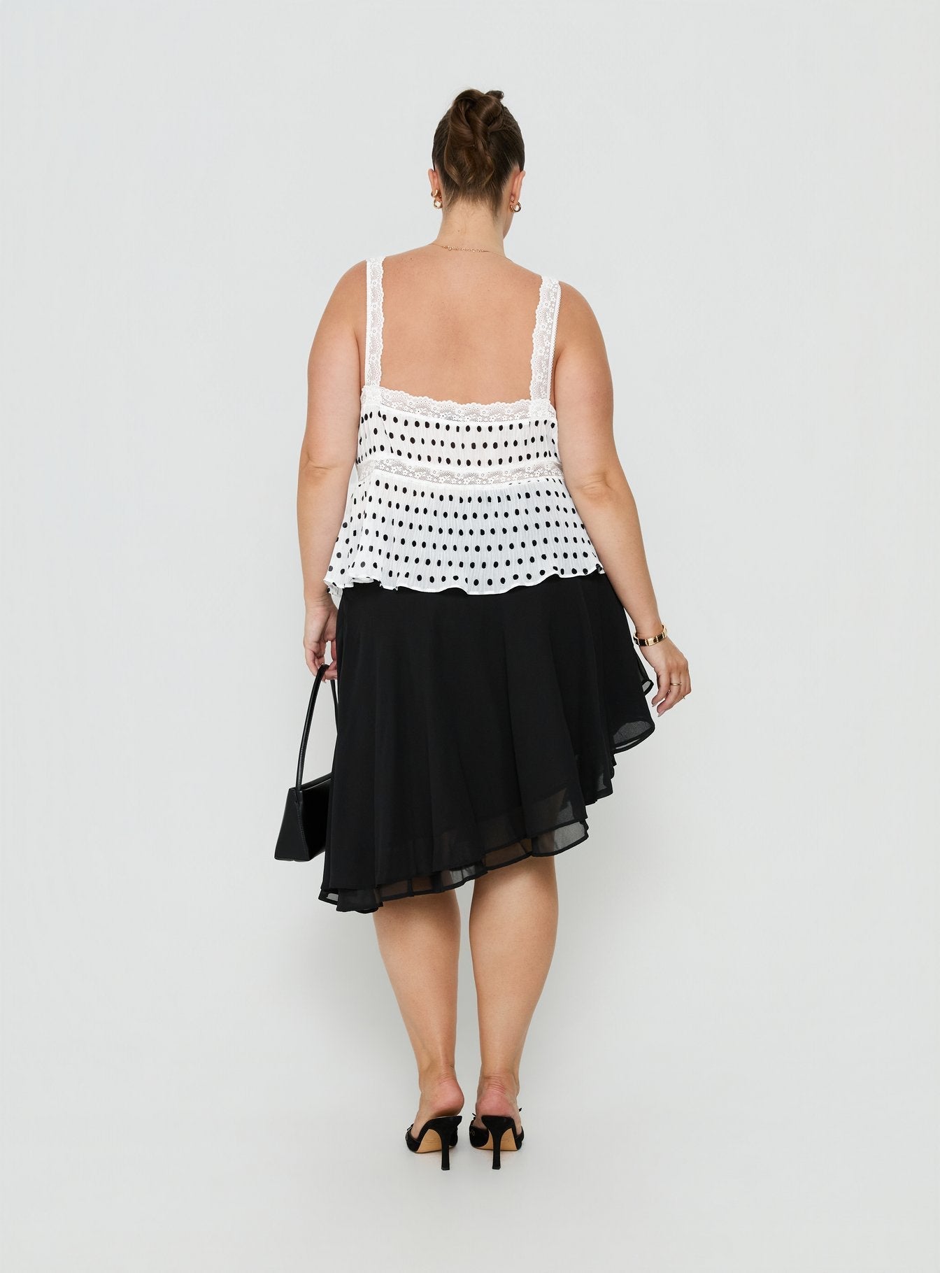 Evanescence Asymmetrical Midi Skirt Black Curve