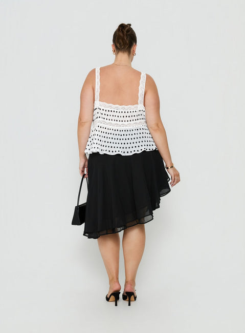 Evanescence Asymmetrical Midi Skirt Black Curve