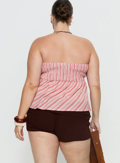 Elery Strapless Top Pink Stripe Curve