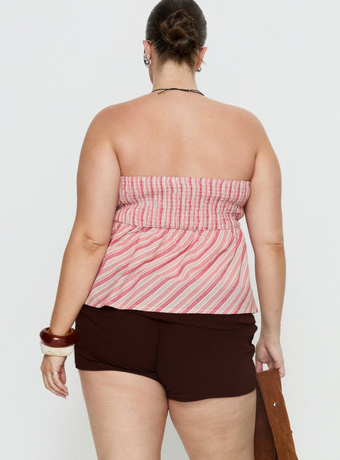 Elery Strapless Top Pink Stripe Curve