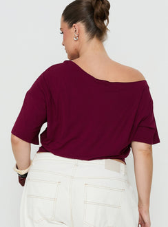 Ashlinn Off Shoulder Drapey Top Cherry Lacquer Curve