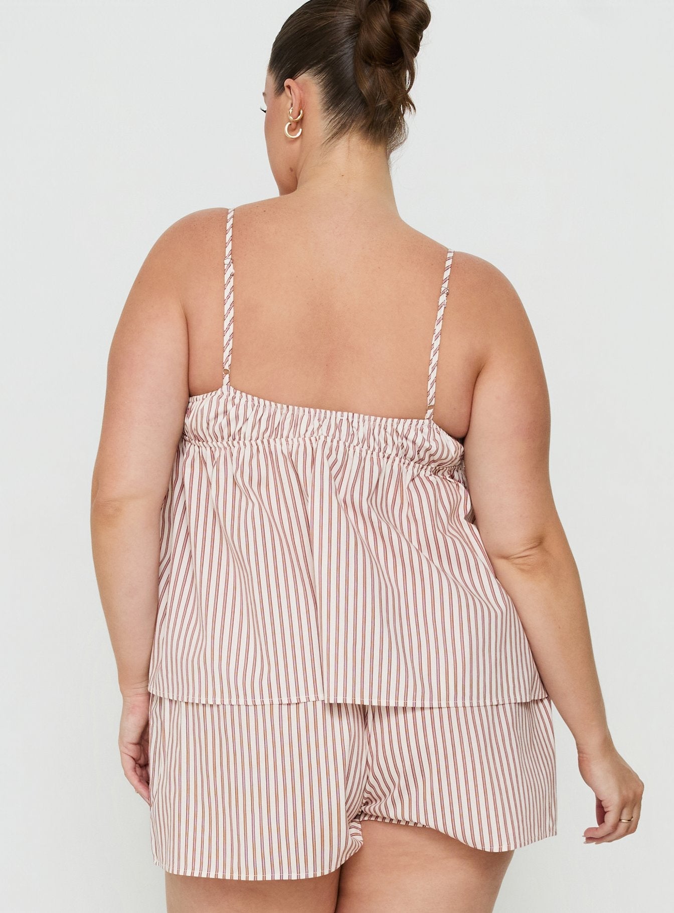 Chill Club Sleep Peplum Top Red / White Stripe Curve