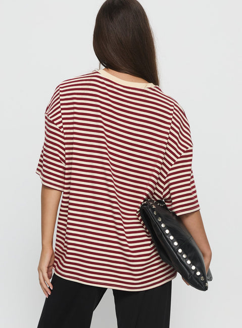Kieryn Oversized Top Red Stripe