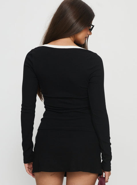 Baseline V Neck Long Sleeve Top Black / White