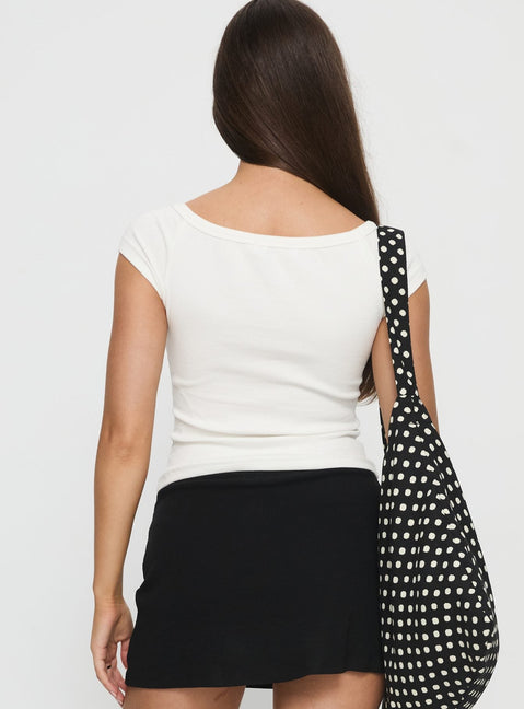 Baseline Boat Neck Rib Top White