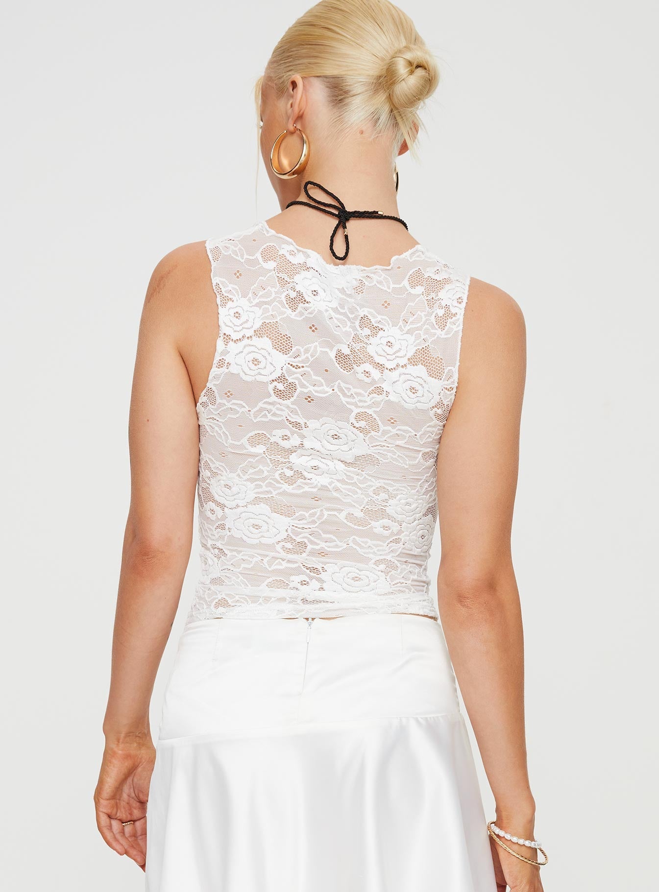 product Princess Polly Sleeveless Sweetheart  Santoma Lace Top White