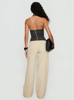 Dolley Star Stitch Mid Rise Wide Leg Jean Ecru