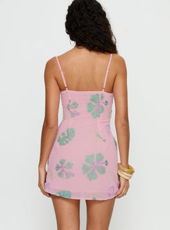 Darcey Beaded Mini Dress Pink