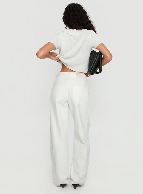 Erena High Rise Barrel Leg Jeans White
